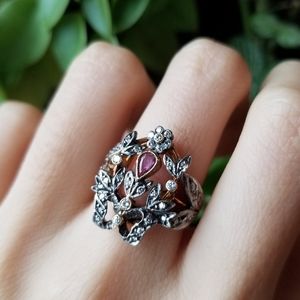 Antique vintage victorian gold ruby diamond ring